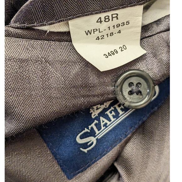 Stafford Suit Jacket Mens 48R Wool Blazer Gray Pinstripe Sport Coat Two Button - Picture 9 of 13